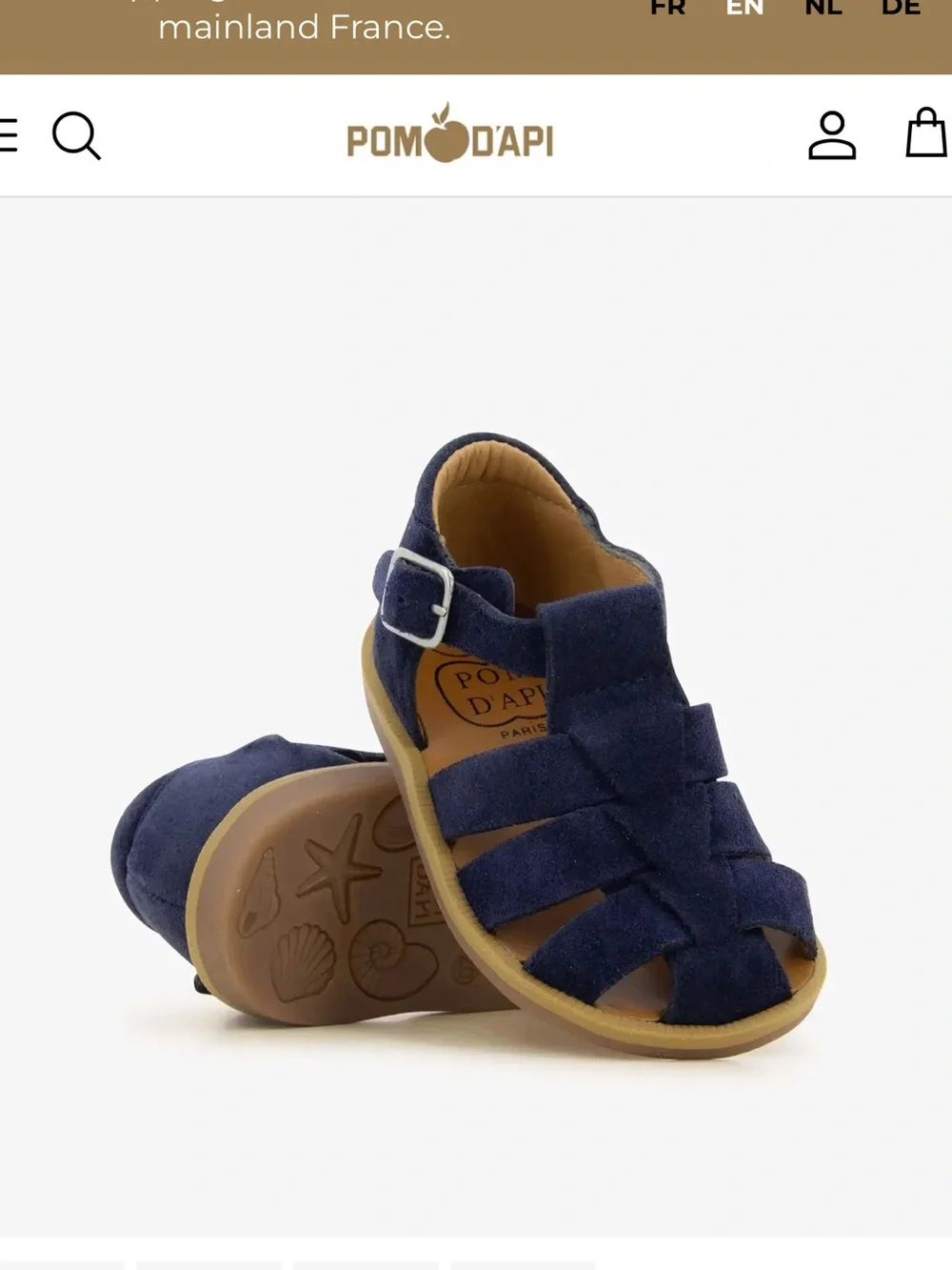 Pom D’api poppy daddy navy suede fisherman sandals